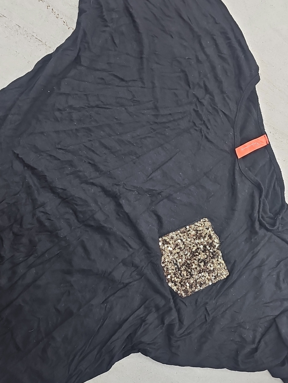 Fashionomics Black Top with Gold Sequin Pocket